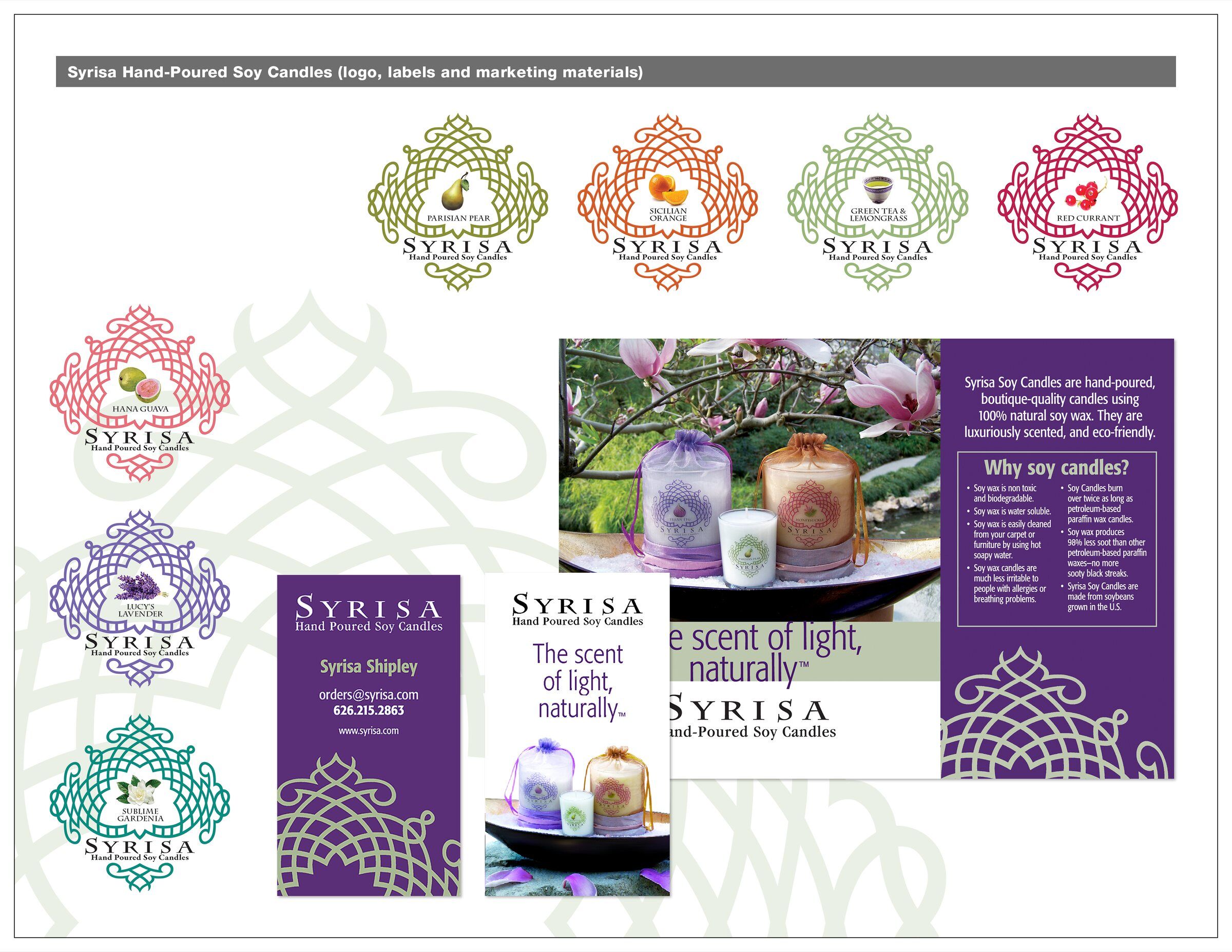 Syrisa logo, labels and marketing materials