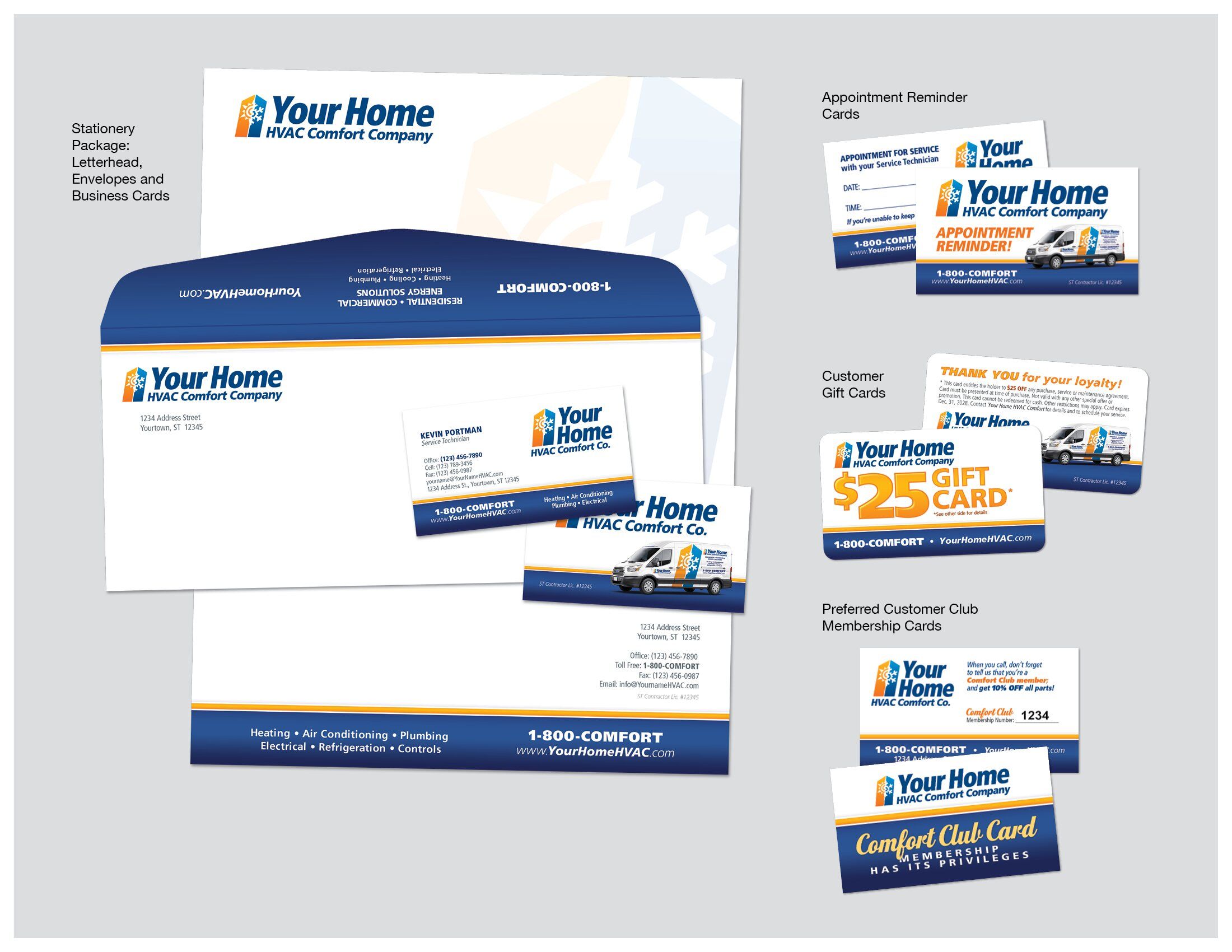 Stationery, appointment reminders, gift cards and membership cards